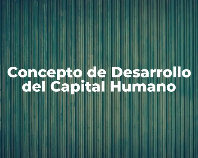 Concepto de Desarrollo del Capital Humano