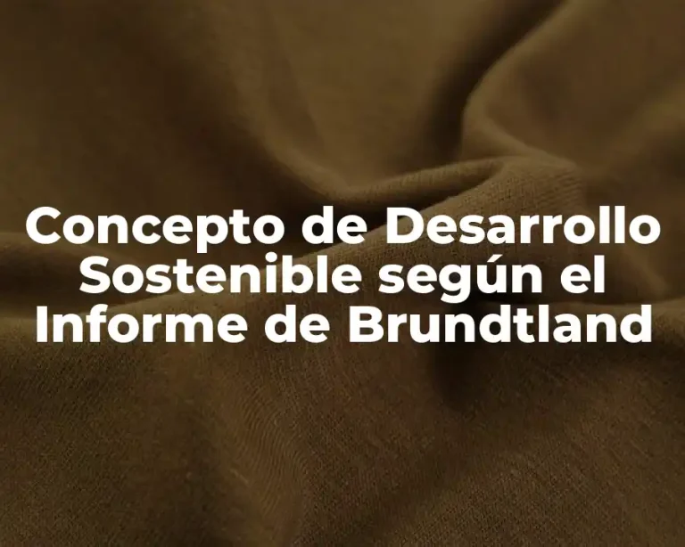 Concepto de Desarrollo Sostenible según el Informe de Brundtland