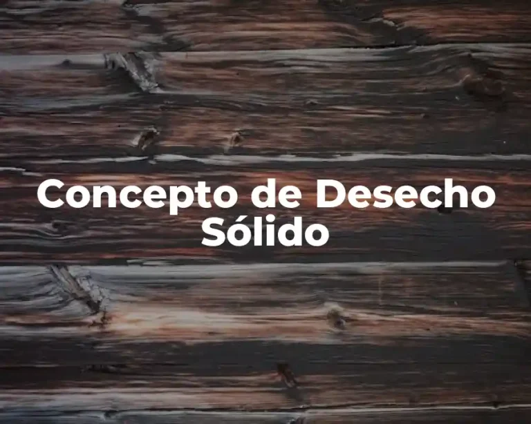 Concepto de Desecho Sólido