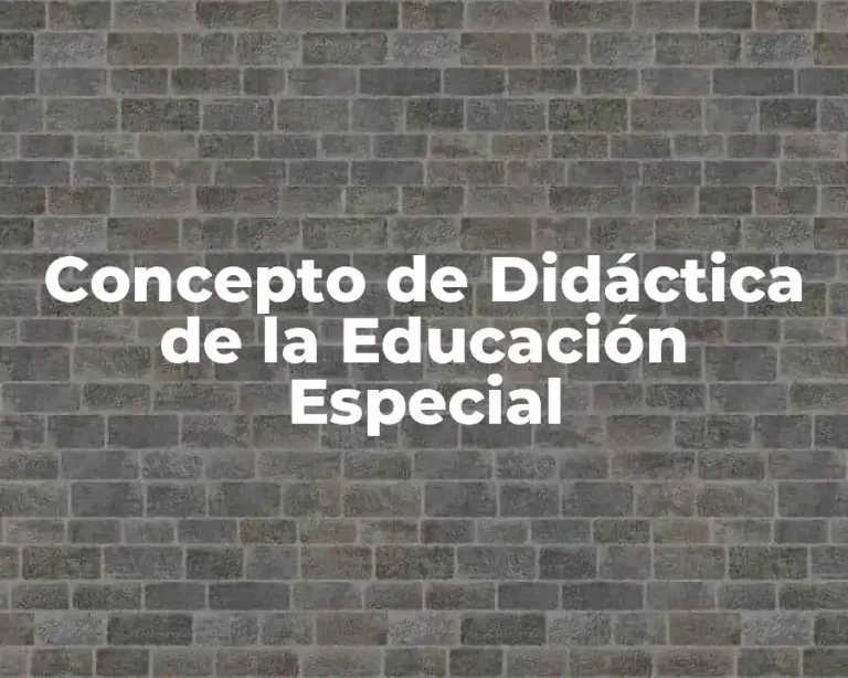 Concepto de Didáctica de la Educación Especial