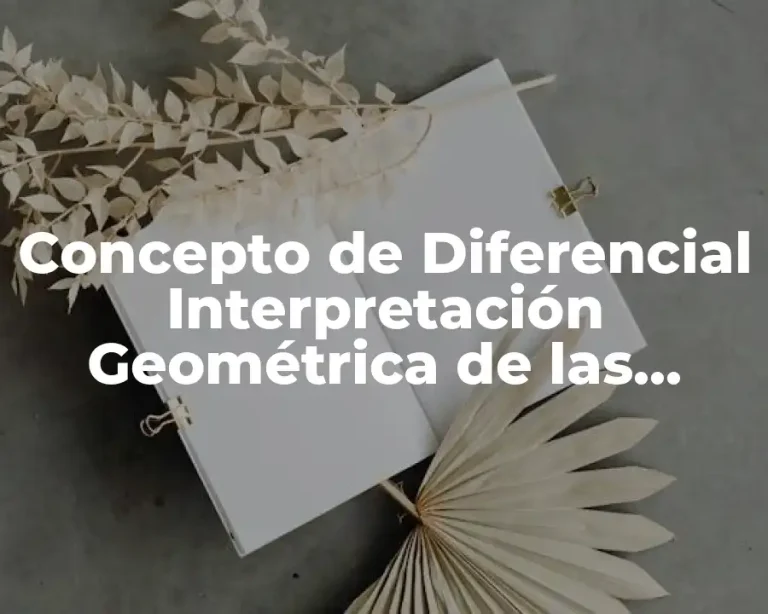 Concepto de Diferencial Interpretación Geométrica de las Diferenciales