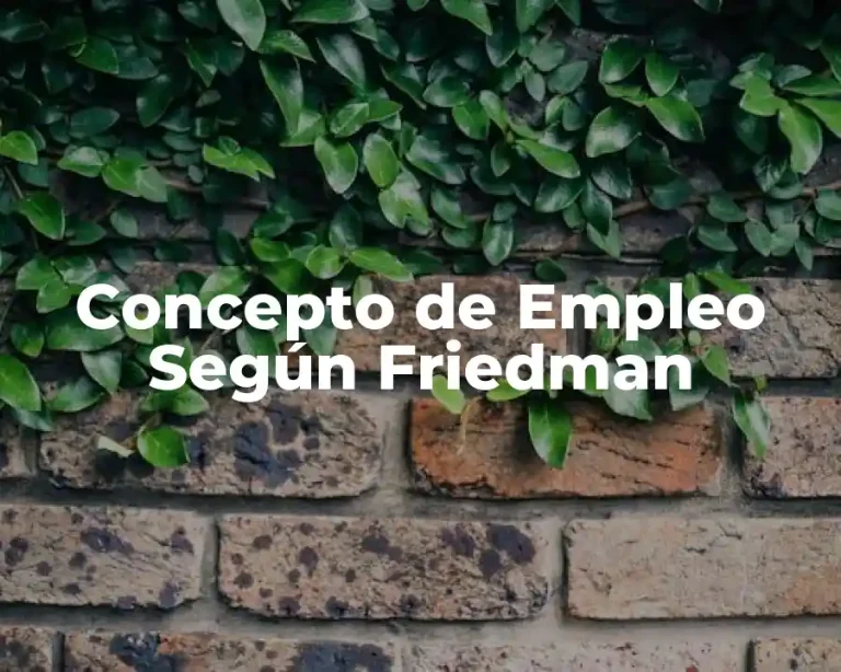 Concepto de Empleo Según Friedman