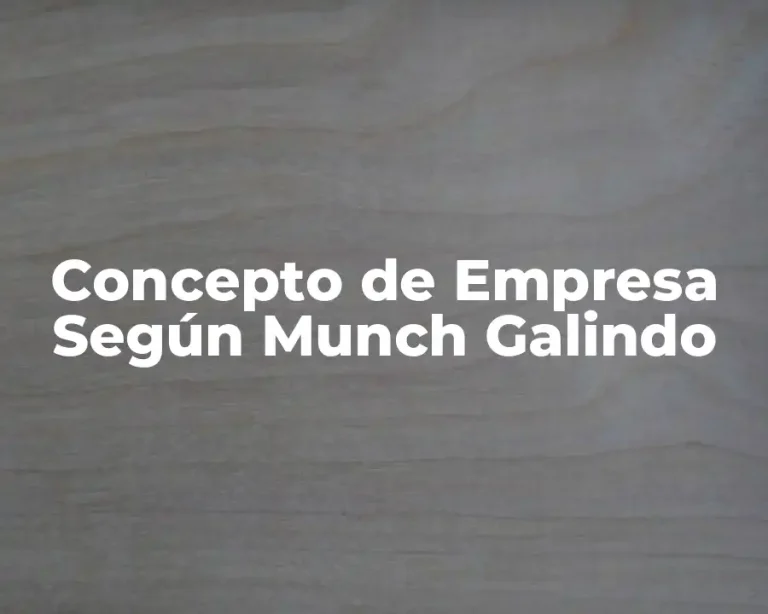 Concepto de Empresa Según Munch Galindo