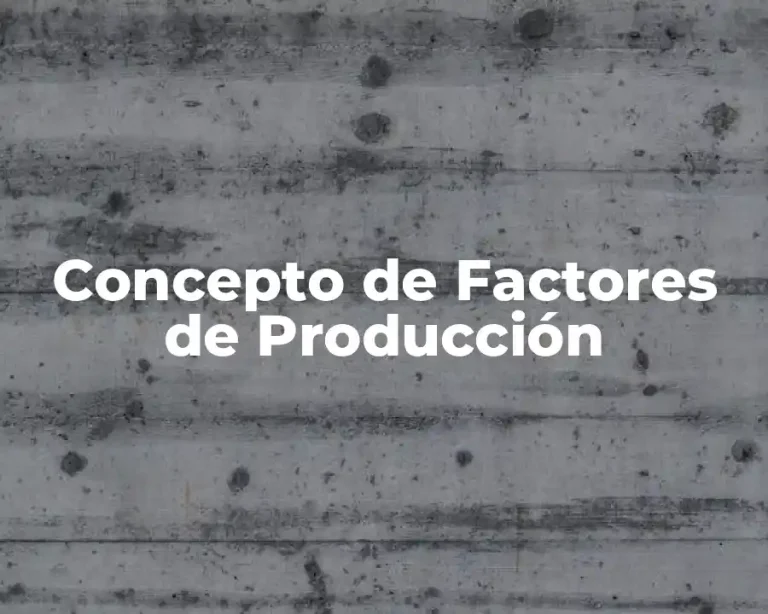 Concepto de Factores de Producción