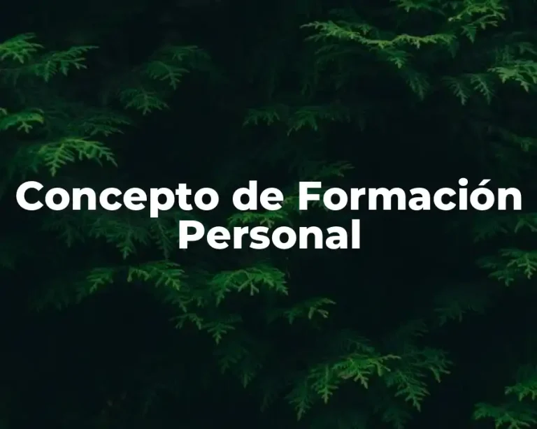 Concepto de Formación Personal