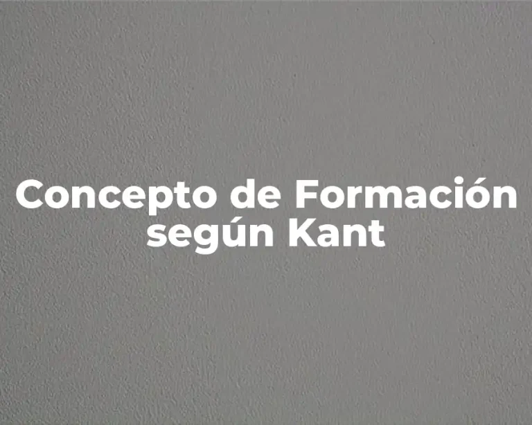 Concepto de Formación según Kant