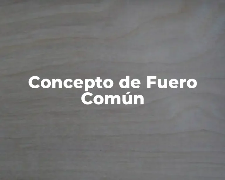 Concepto de Fuero Común