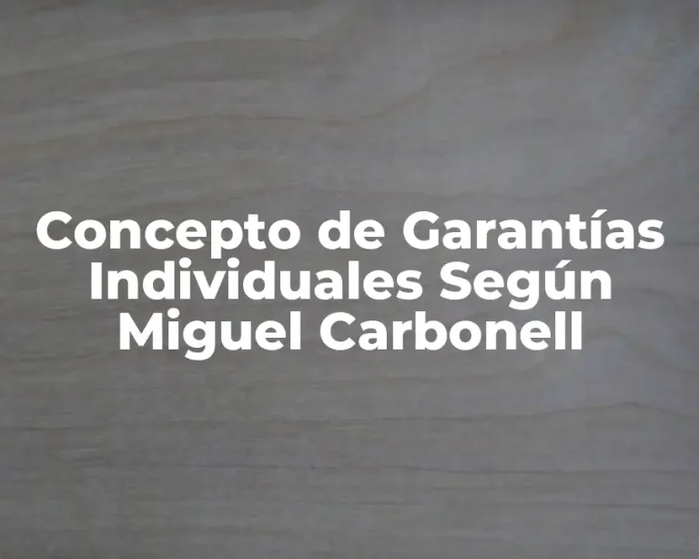 Concepto de Garantías Individuales Según Miguel Carbonell