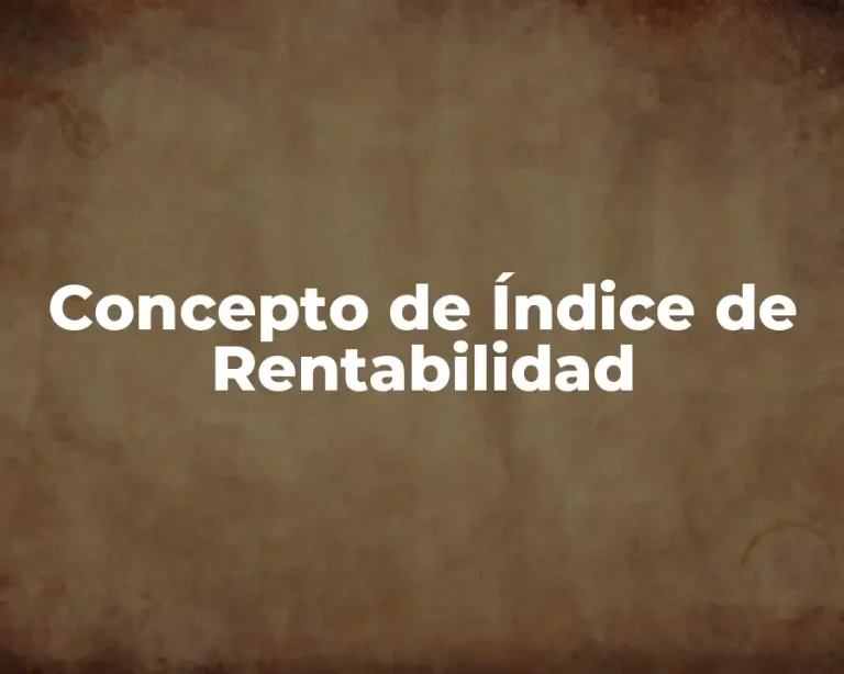 Concepto de Índice de Rentabilidad