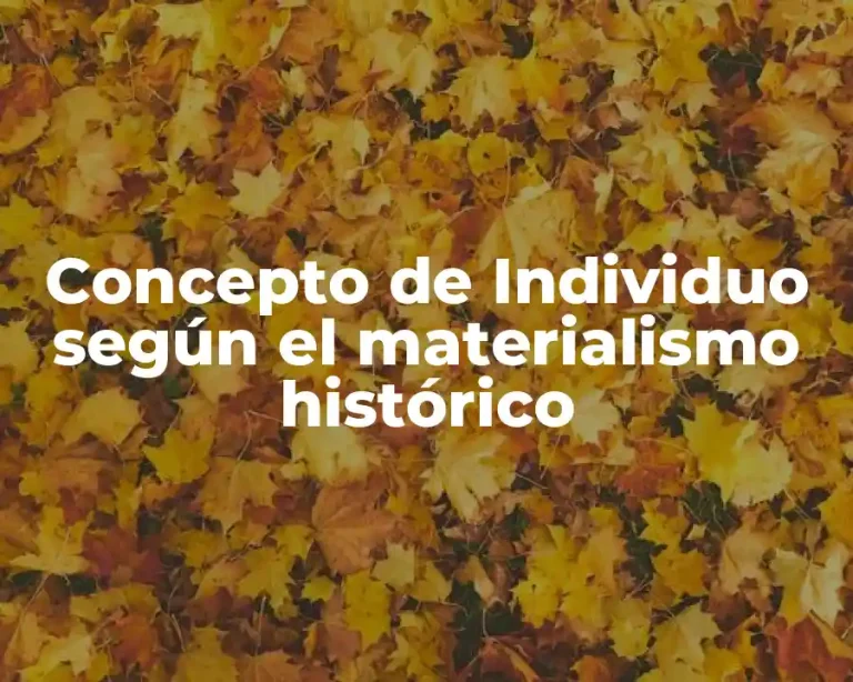 Concepto de Individuo según el materialismo histórico