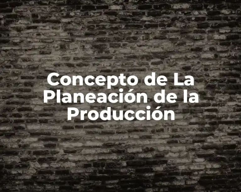 Concepto de La Planeación de la Producción