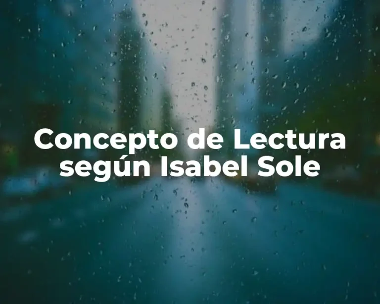Concepto de Lectura según Isabel Sole