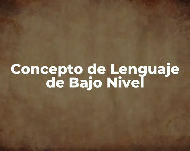 Concepto de Lenguaje de Bajo Nivel