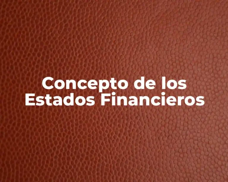 Concepto de los Estados Financieros