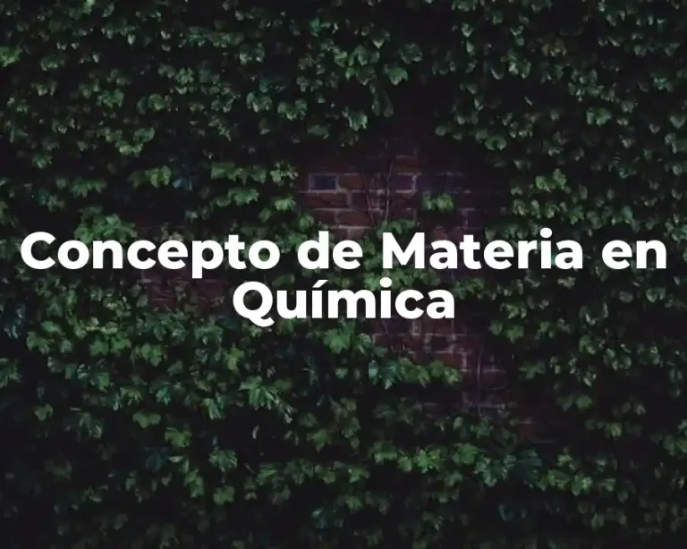 Concepto de Materia en Química