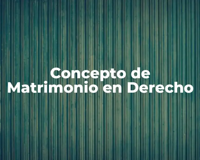 Concepto de Matrimonio en Derecho