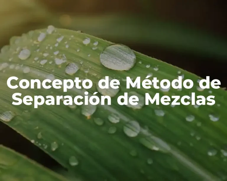 Concepto de Método de Separación de Mezclas
