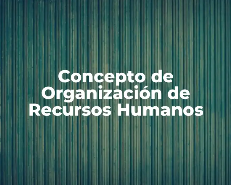 Concepto de Organización de Recursos Humanos