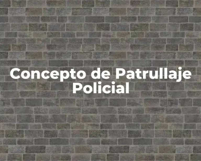 Concepto de Patrullaje Policial