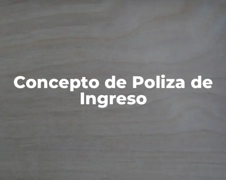 Concepto de Poliza de Ingreso
