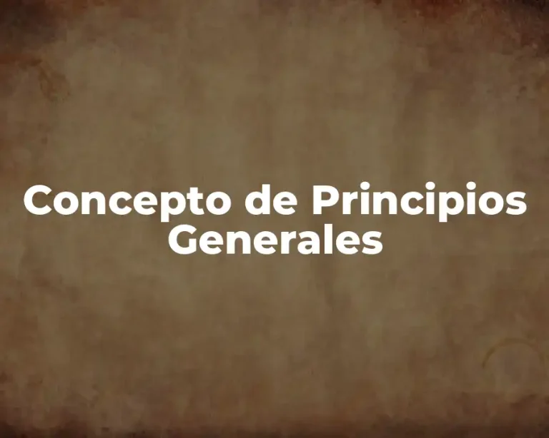 Concepto de Principios Generales