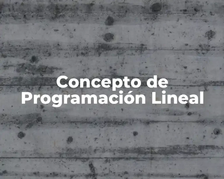 Concepto de Programación Lineal