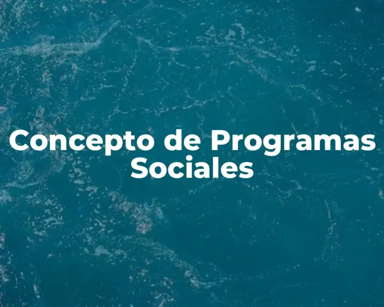 Concepto de Programas Sociales