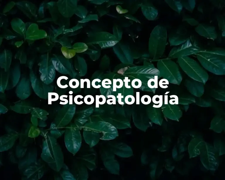 Concepto de Psicopatología