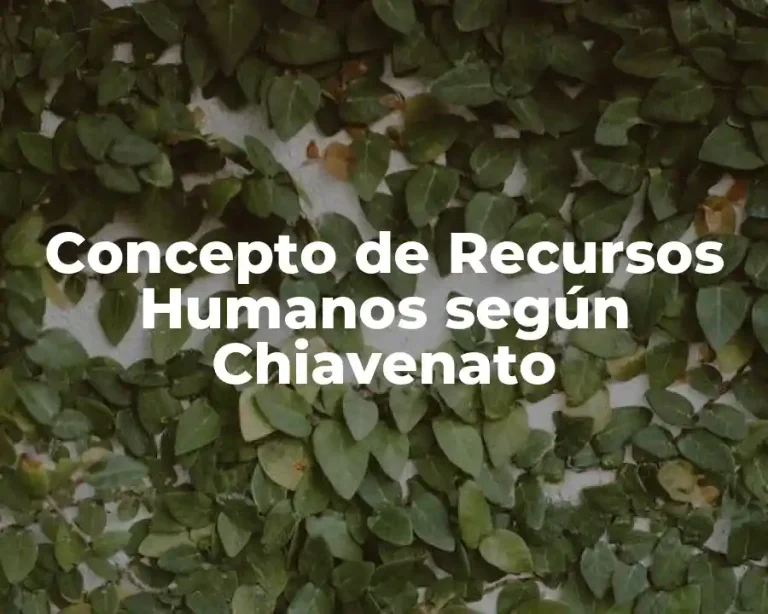 Concepto de Recursos Humanos según Chiavenato