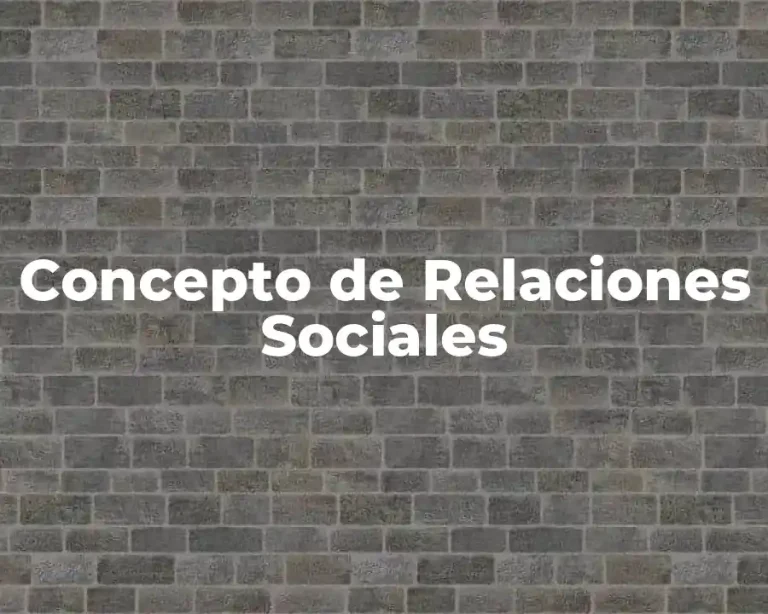 Concepto de Relaciones Sociales