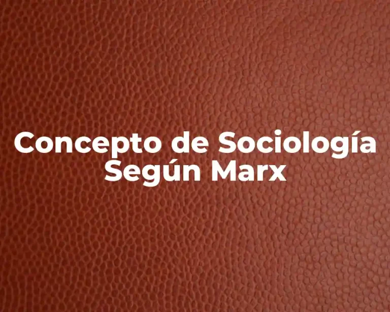Concepto de Sociología Según Marx
