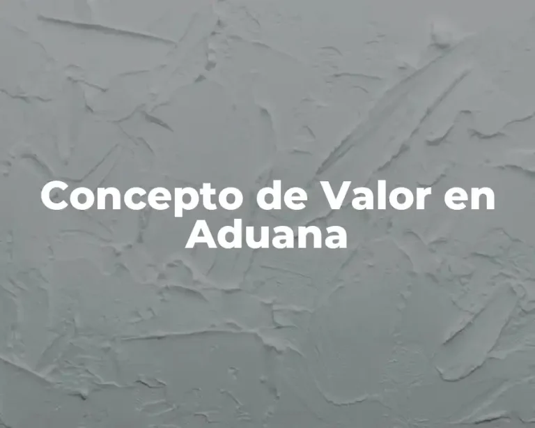 Concepto de Valor en Aduana