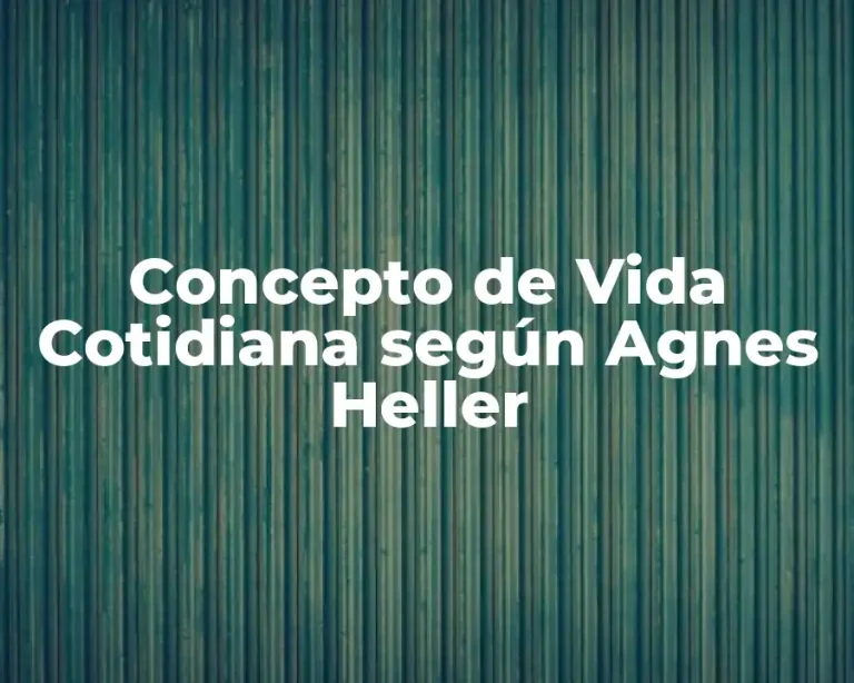 Concepto de Vida Cotidiana según Agnes Heller