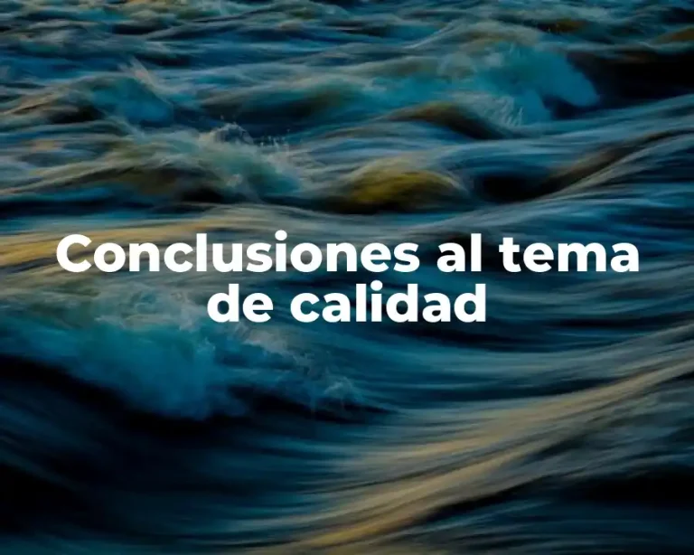 Conclusiones al tema de calidad