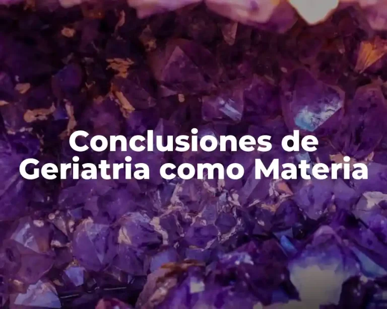 Conclusiones de Geriatria como Materia