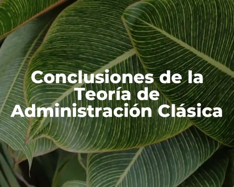 Conclusiones de la Teoría de Administración Clásica