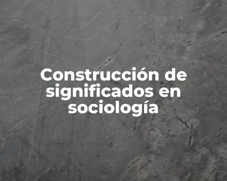 Construcción de significados en sociología