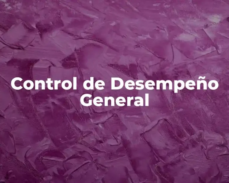 Control de Desempeño General