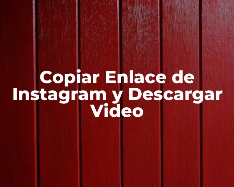 Copiar Enlace de Instagram y Descargar Video