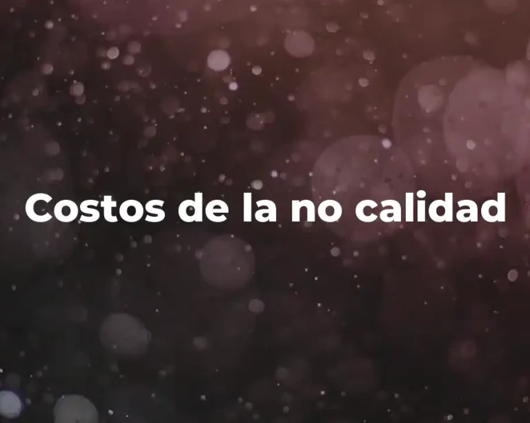 Costos de la no calidad