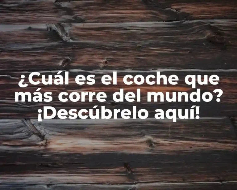 ¿Cuál es el coche que más corre del mundo? ¡Descúbrelo aquí!