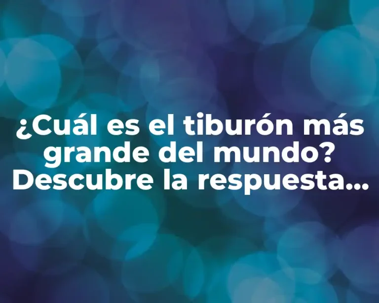 ¿Cuál es el tiburón más grande del mundo? Descubre la respuesta aquí