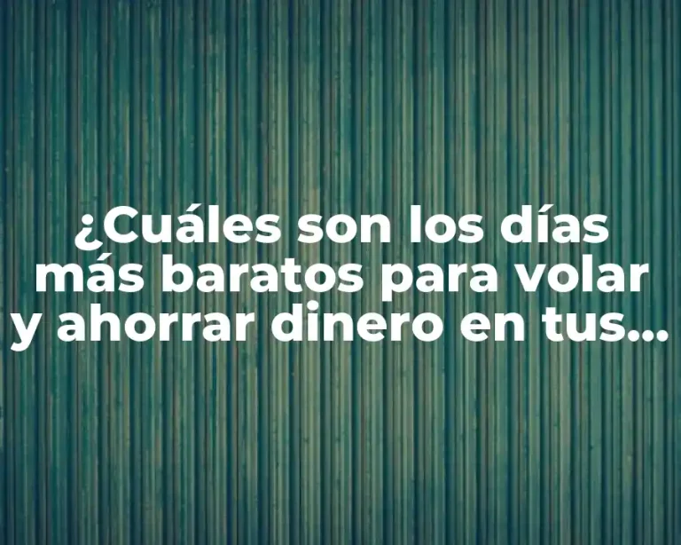 ¿Cuáles son los días más baratos para volar y ahorrar dinero en tus viajes?