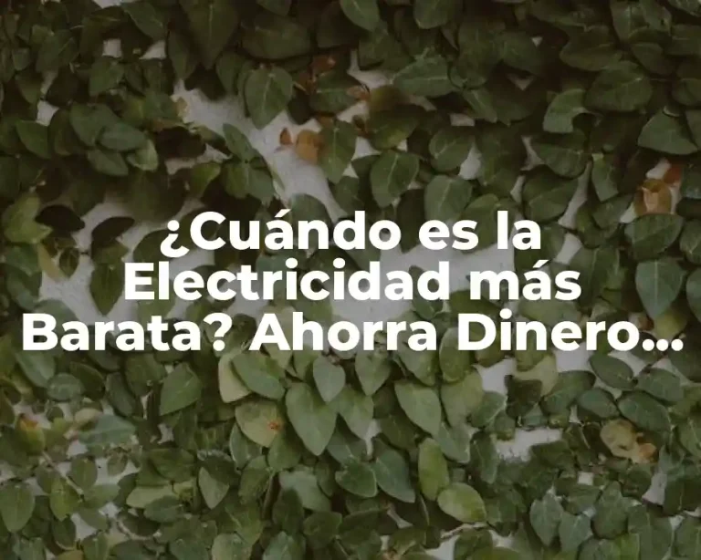 ¿Cuándo es la Electricidad más Barata? Ahorra Dinero en tu Factura de Luz