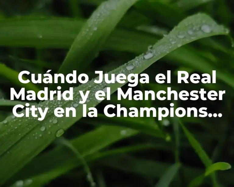 Cuándo Juega el Real Madrid y el Manchester City en la Champions League