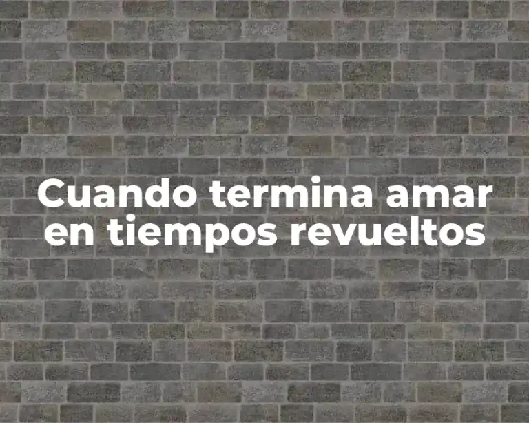 Cuando termina amar en tiempos revueltos
