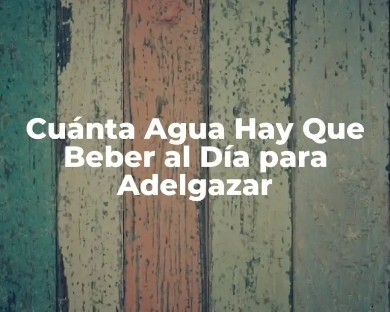 Cuánta Agua Hay Que Beber al Día para Adelgazar