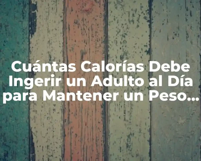 Cuántas Calorías Debe Ingerir un Adulto al Día para Mantener un Peso Saludable