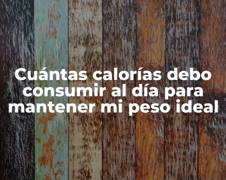 Cuántas calorías debo consumir al día para mantener mi peso ideal