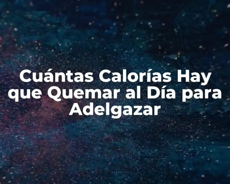Cuántas Calorías Hay que Quemar al Día para Adelgazar